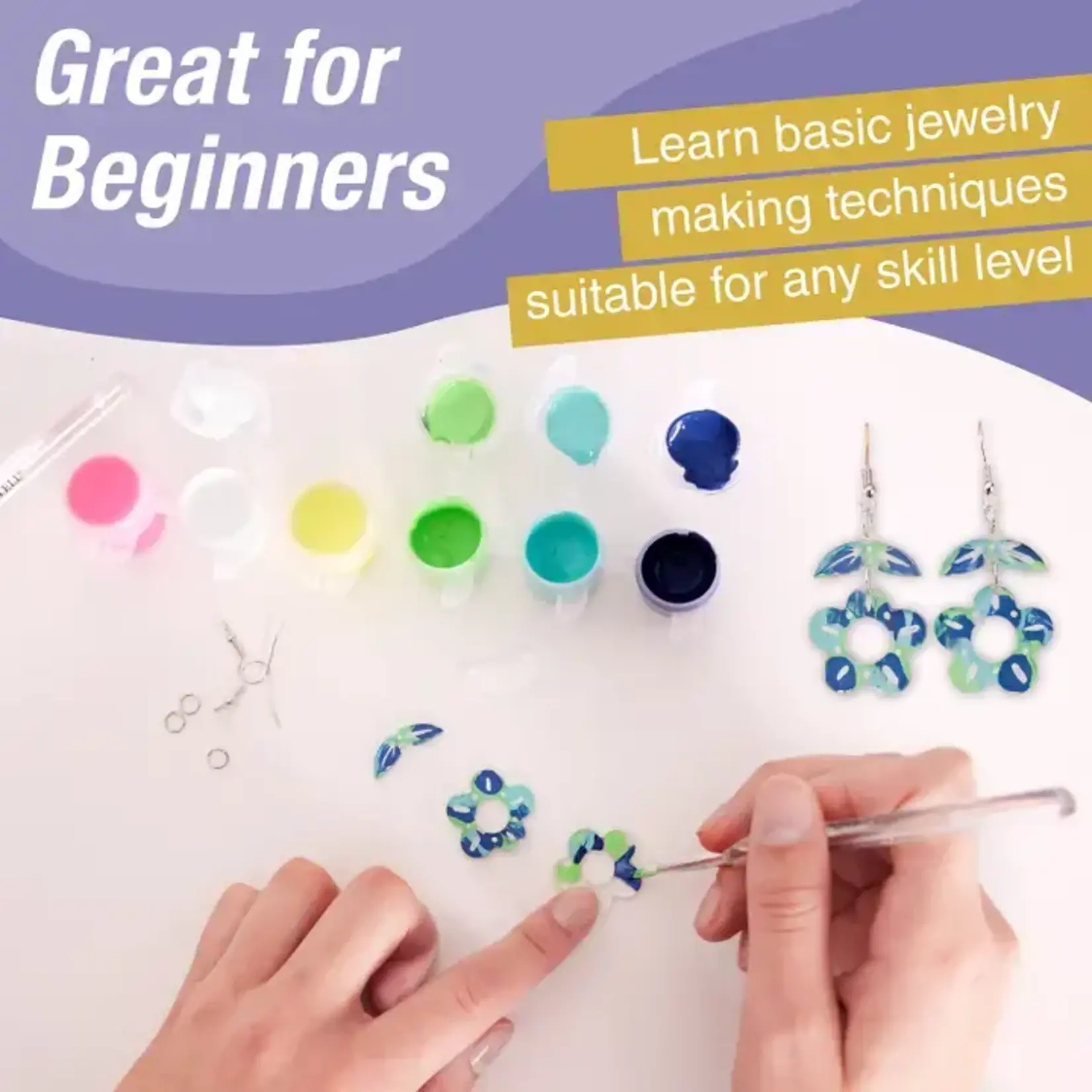 Faber-Castell Painted Acrylic Earrings - Adult Craft Kit Makes 3 Pairs