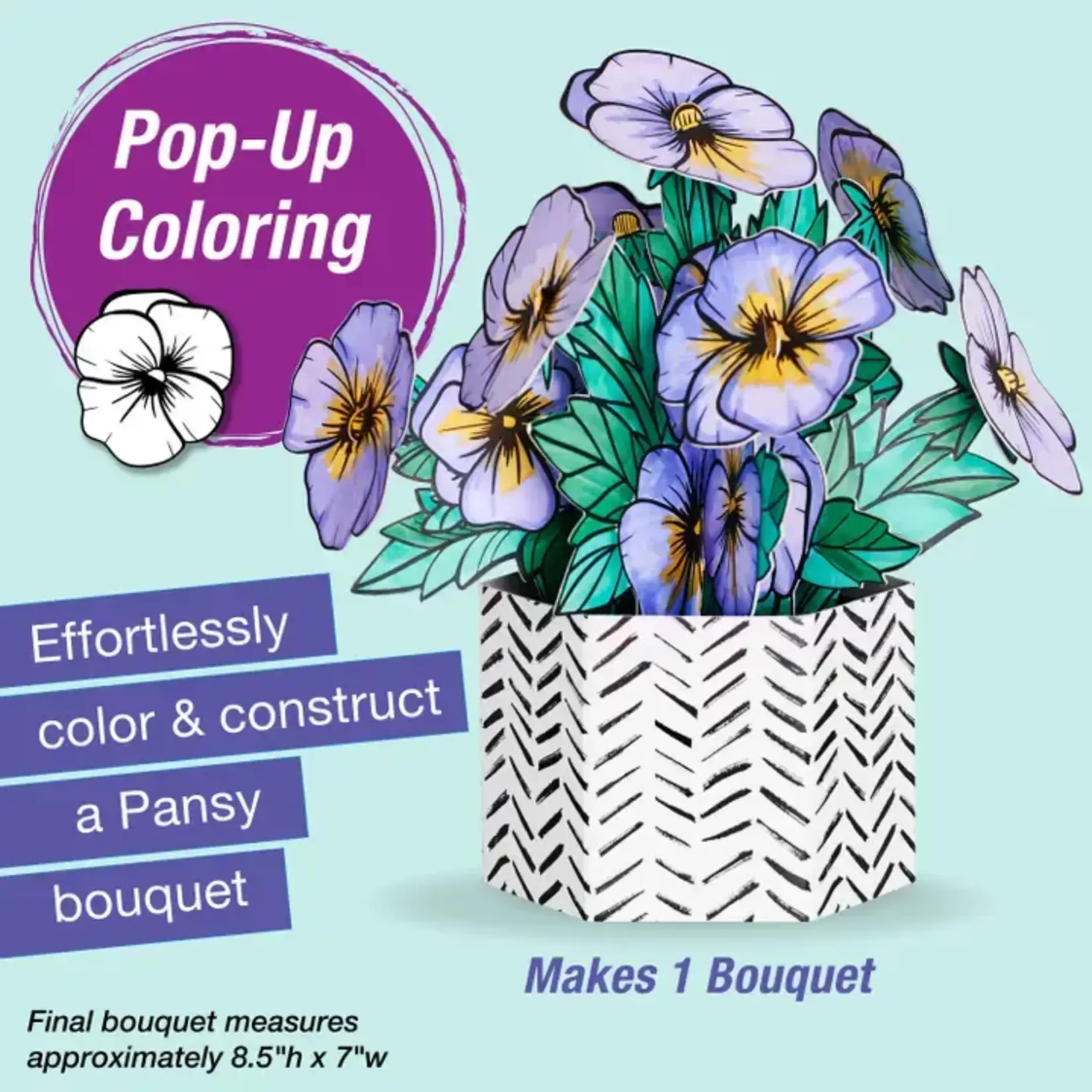 Faber-Castell Pop Up Coloring Pansy Bouquet - Adult Coloring Craft
