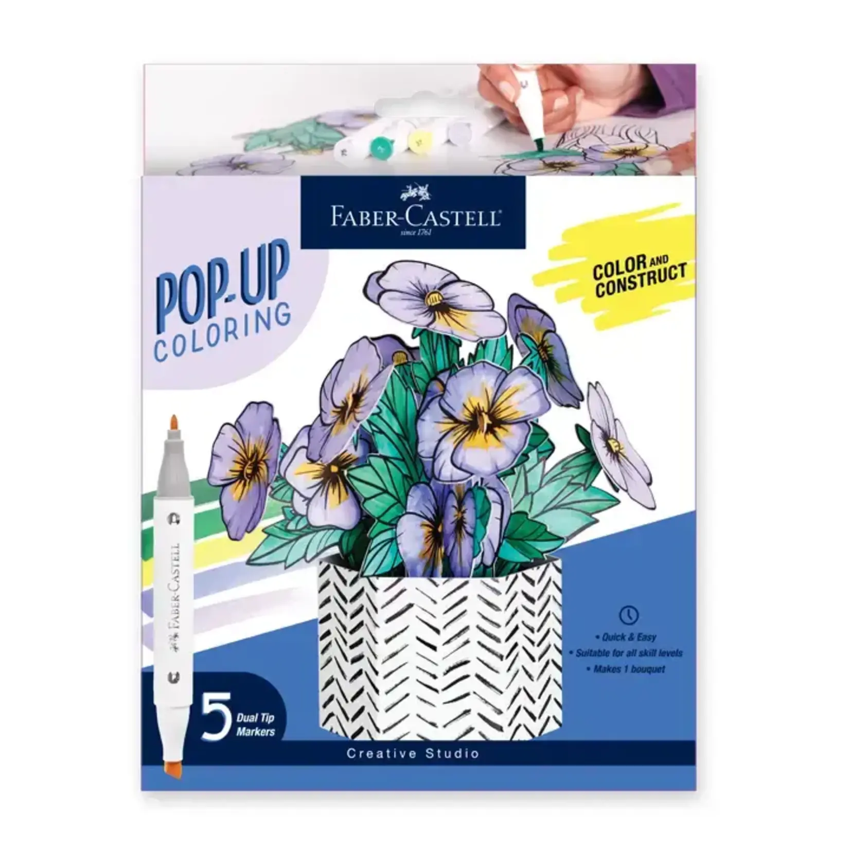 Faber-Castell Pop Up Coloring Pansy Bouquet - Adult Coloring Craft