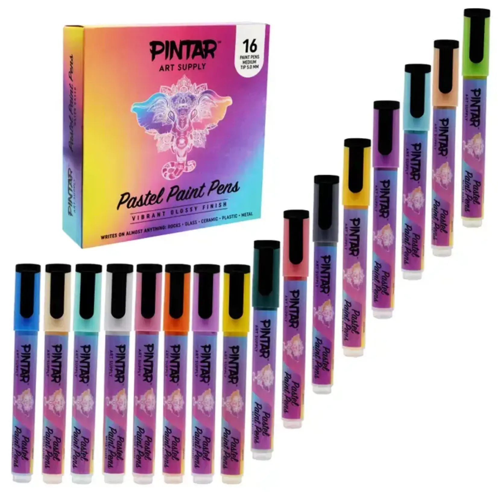 Pintar Art Supply Pintar Art Supply 16 Pack Acrylic Premium Vibrant Pastel Paint Pens