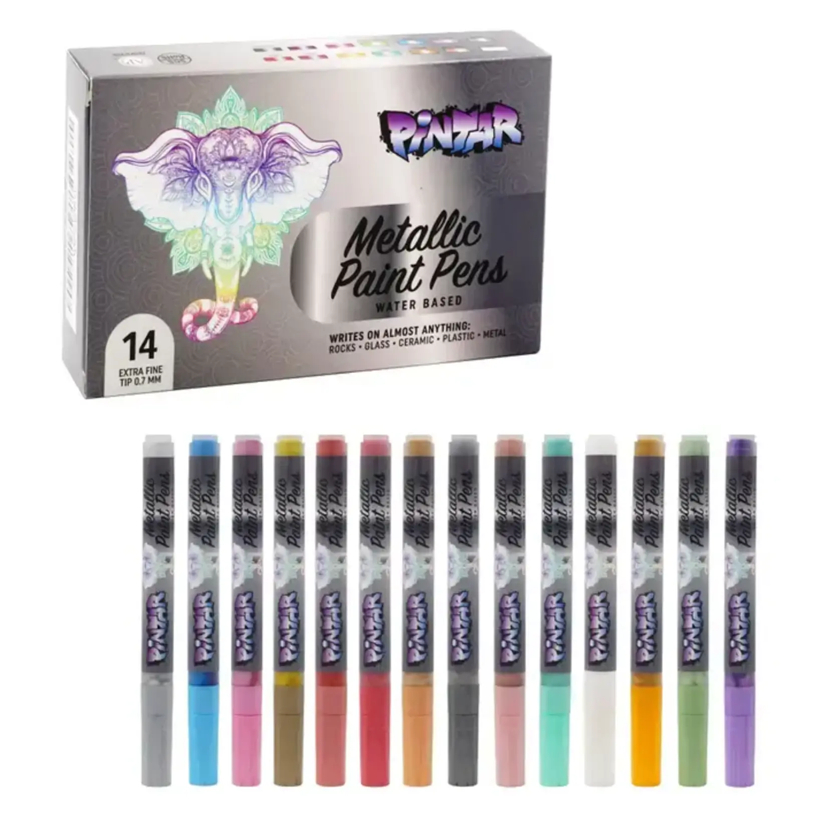 Pintar Art Supply Pintar Premium Metallic Paint Pens - 14 Pack - 0.7mm Fine Tip