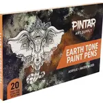 Pintar Art Supply Pintar Earth Tone Color 20 Pack Paint Pens Acrylic Paint Pen Set with Extra Fine 0.7mm Tip