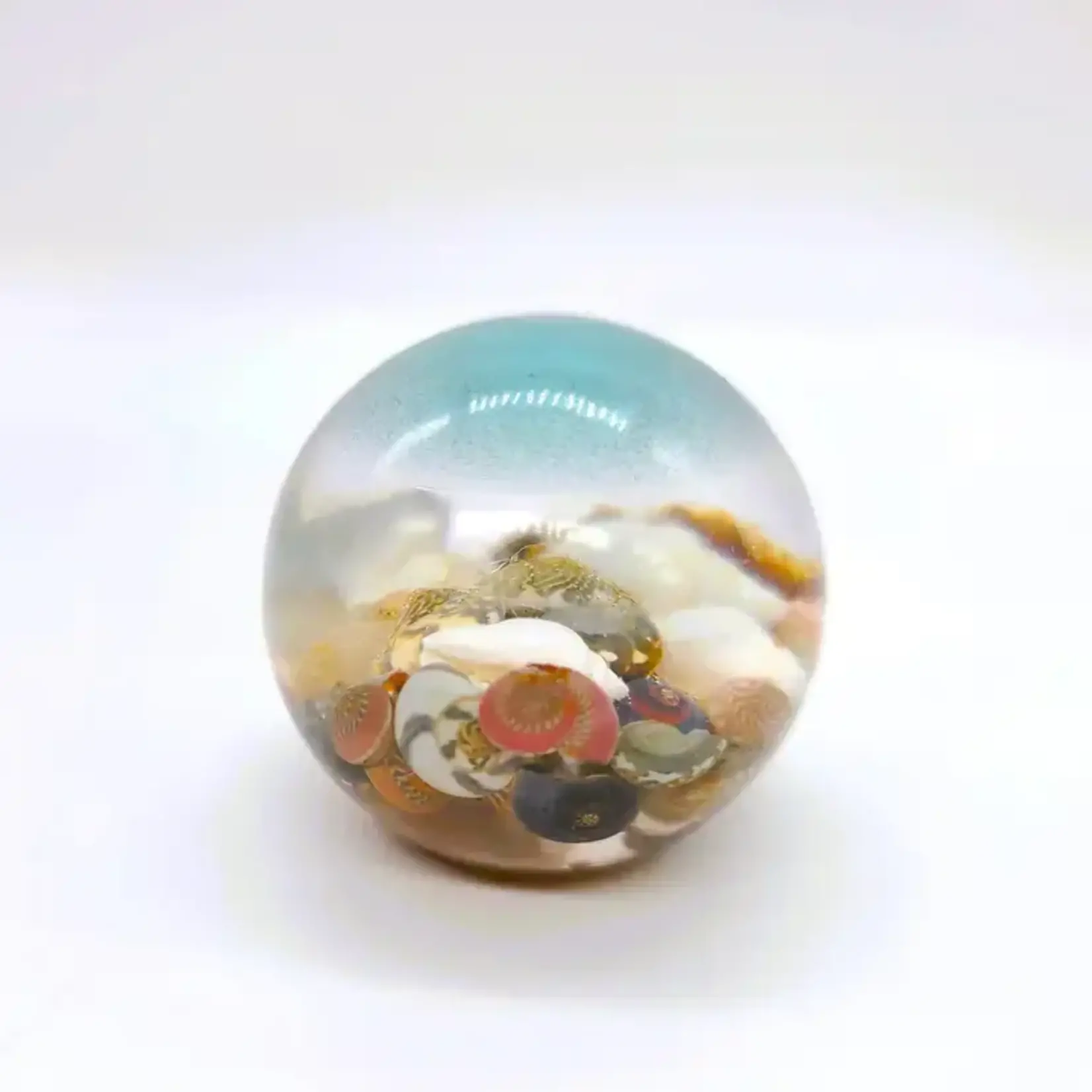 JEMS of the Sea Tiny Ocean Sphere-Made w/ Eco-Friendly Resin, Shells, Sand
