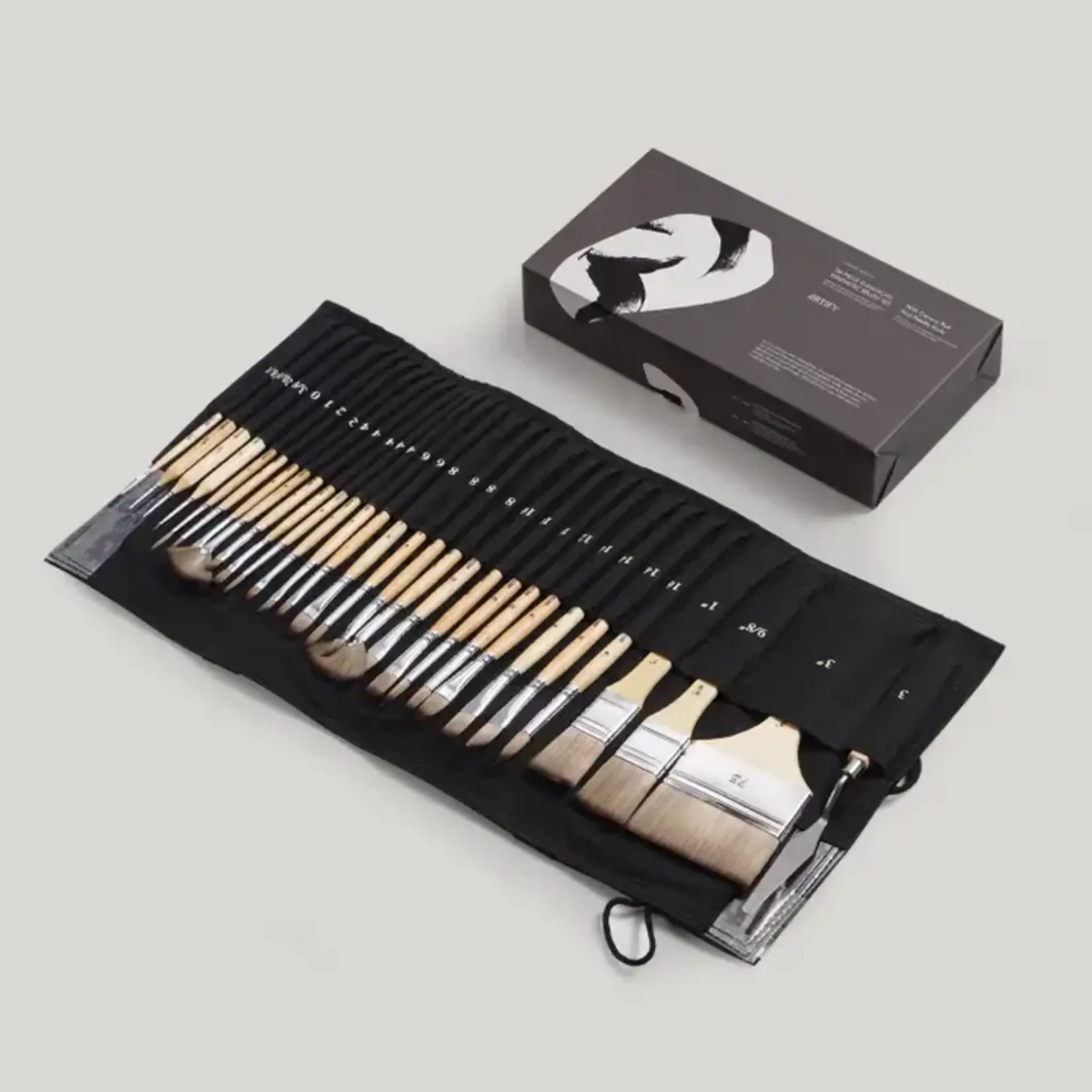 Artify Artify 30-Piece Expert Paint Brush Set, Upgraded Version, Complete Range of Sizes with Canvas Roll and Palette Knife For Acrylic, Oil, Watercolor, and Gouache