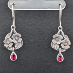 Carrie Nunes Jewelry Dogwood Openwork Earrings w/ Garnet Drops