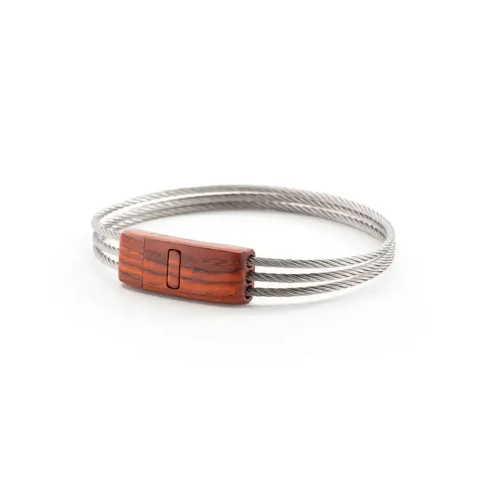 Bracelet with Wood Clasp and Stainless Steel Band