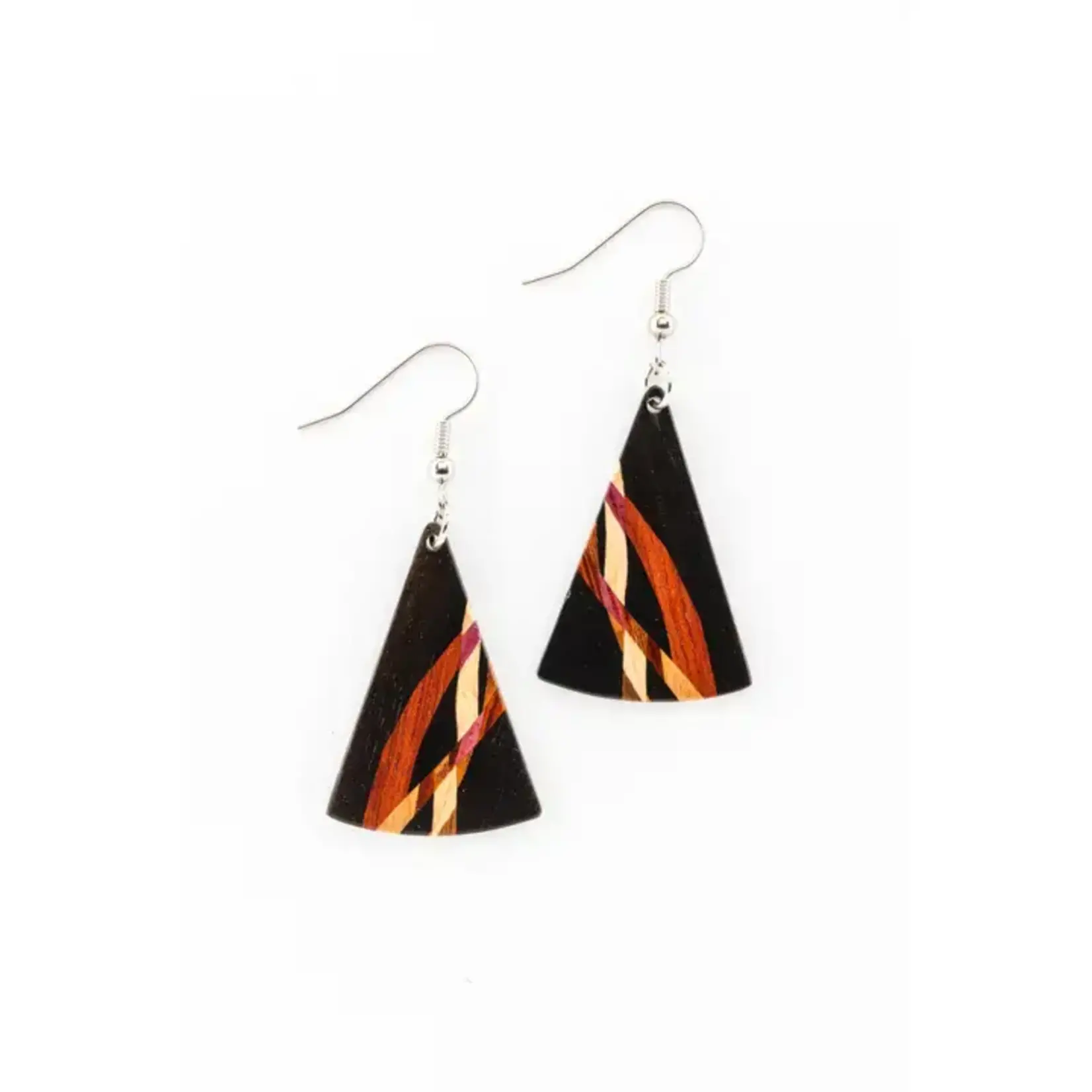Fan Inlay Earrings - Ebony
