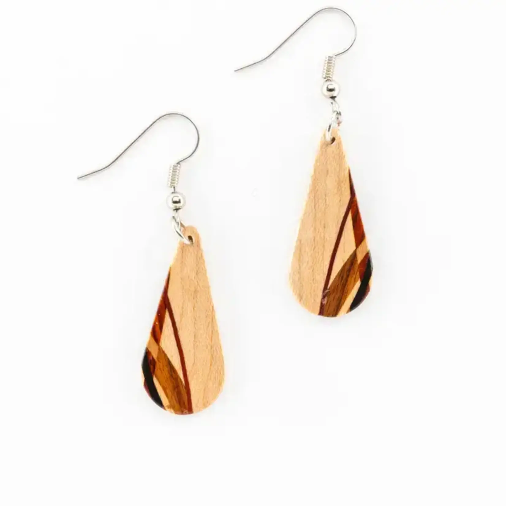 Teardrop Inlay Earrings - Maple