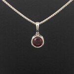 Modern Heirloom® Sterling Filigree Drop Necklace w/ 8mm Garnet on 16" Rounded Box 1.5