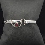 Modern Heirloom® AC Hook Bracelet, Garnet 6mm, Sz  6.5”, Silver