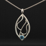 Modern Heirloom® Almond Seagrass Pendant 6mm Blue topaz 16” Rounded Box