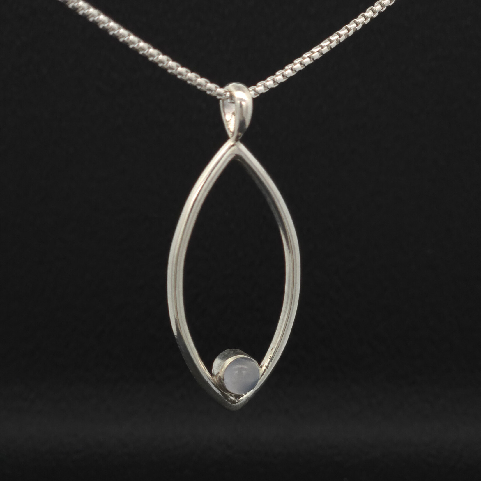 Modern Heirloom® Almond Pendant 5mm Chalcedony Pendant on 2.5mm Sterling Neck Ring