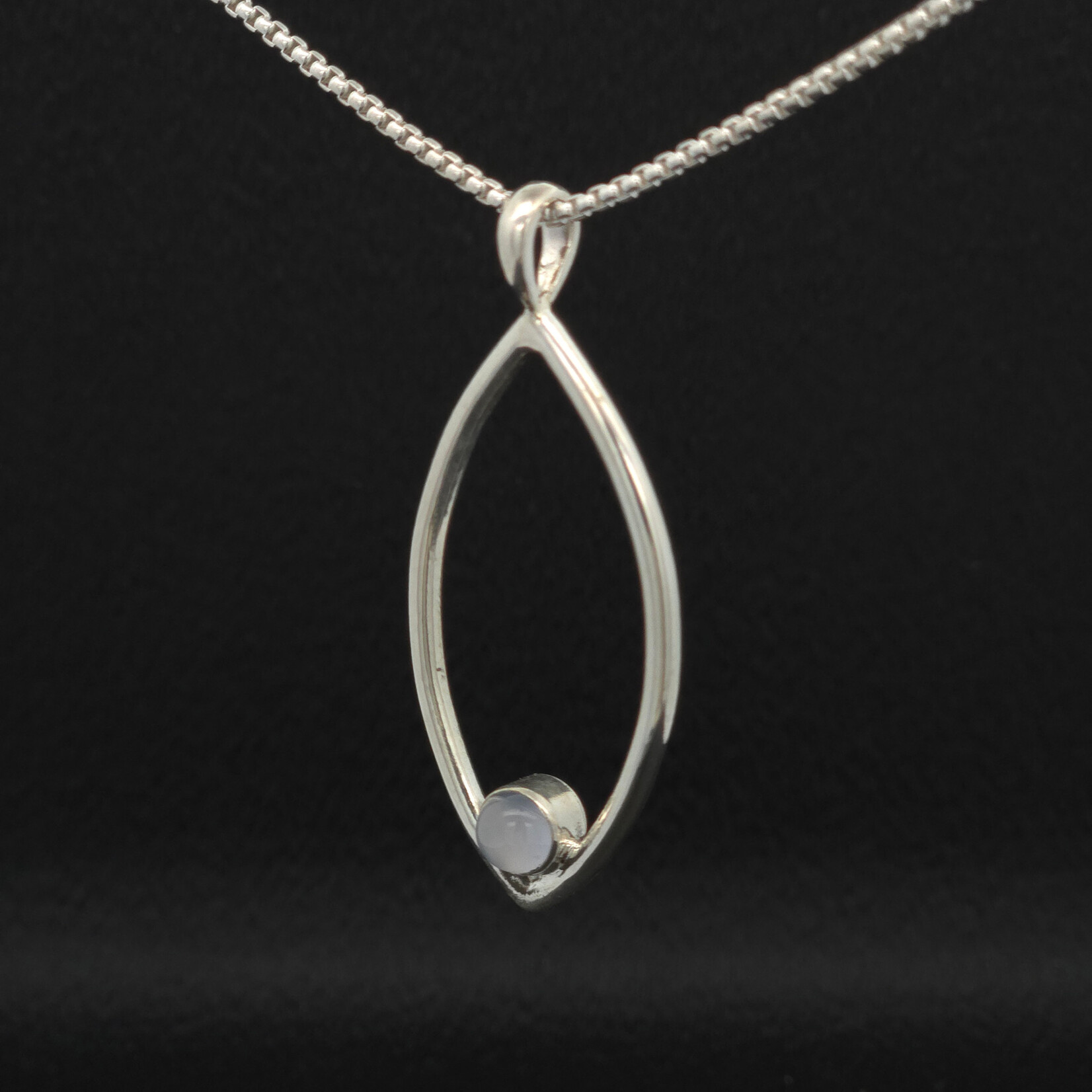 Modern Heirloom® Almond Pendant 5mm Chalcedony Pendant on 2.5mm Sterling Neck Ring