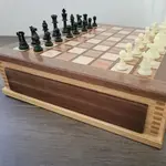 Wordsmith Wood Shop Hand-Crafted Chess Box w/ Pieces Wordsmith Wood Shop Hand-Crafted Chess Box w/ Pieces