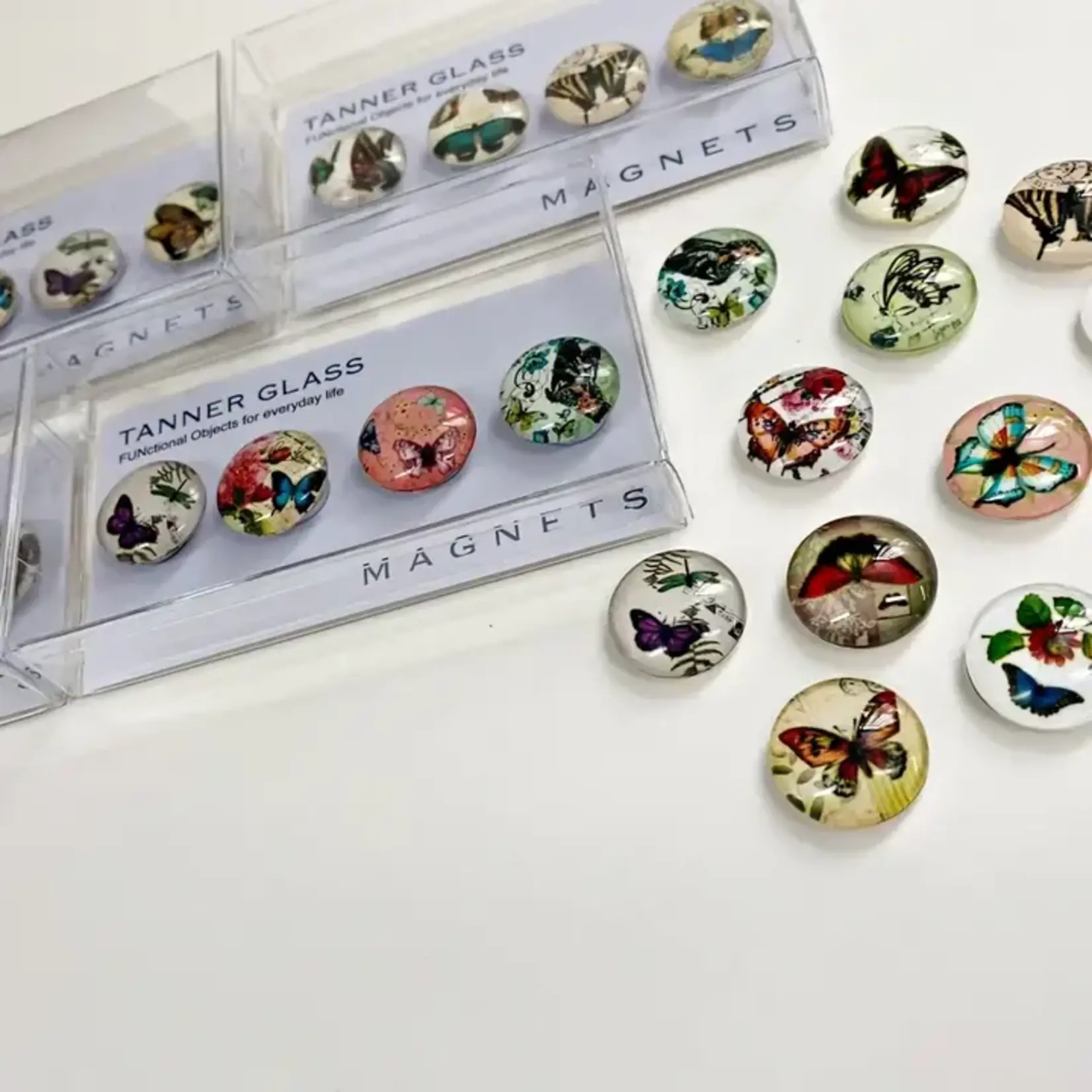 Tanner Glass Vintage Butterfly Magnets - Assorted Set of 4