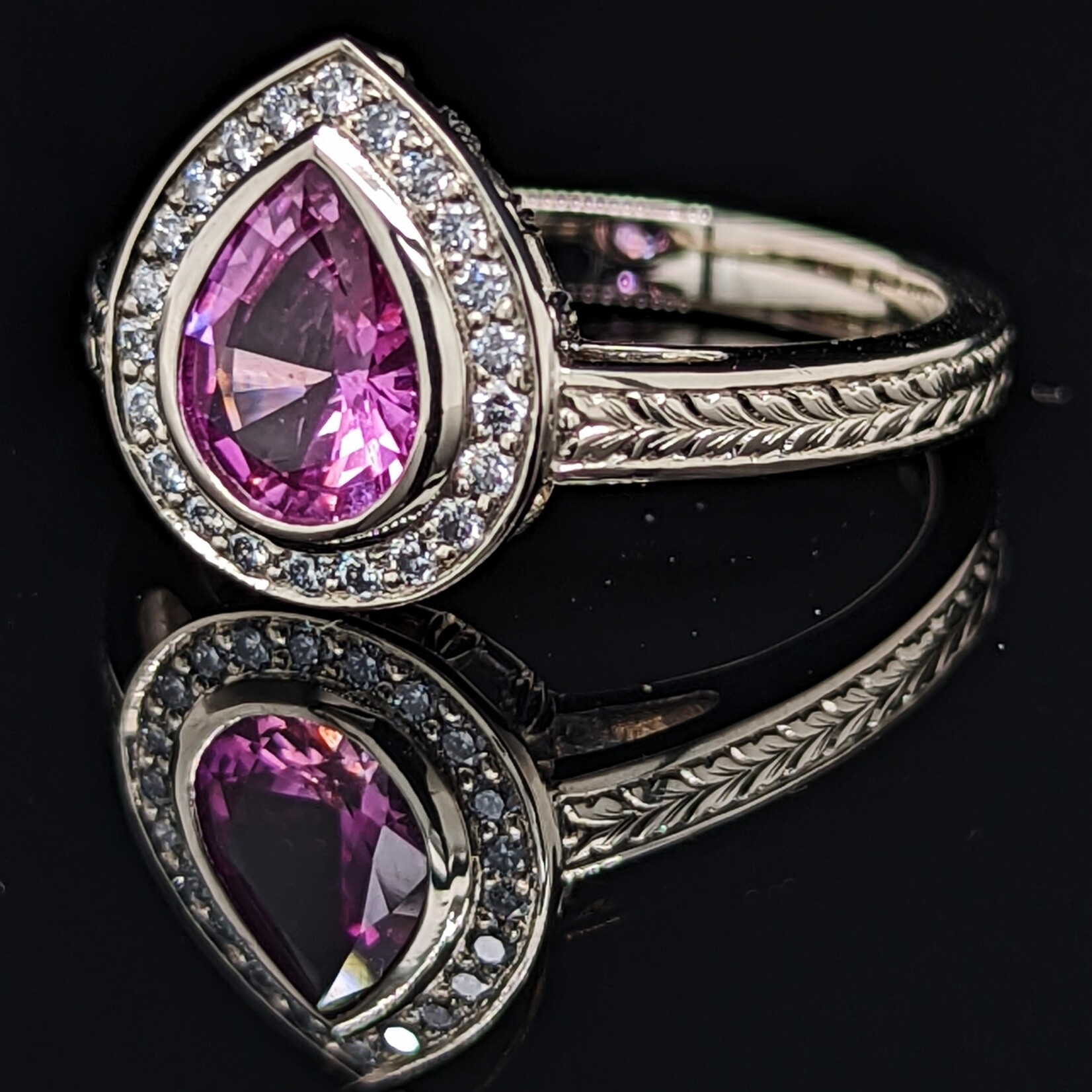 Modern Heirloom® Lotus Halo Sapphire Pear Ring