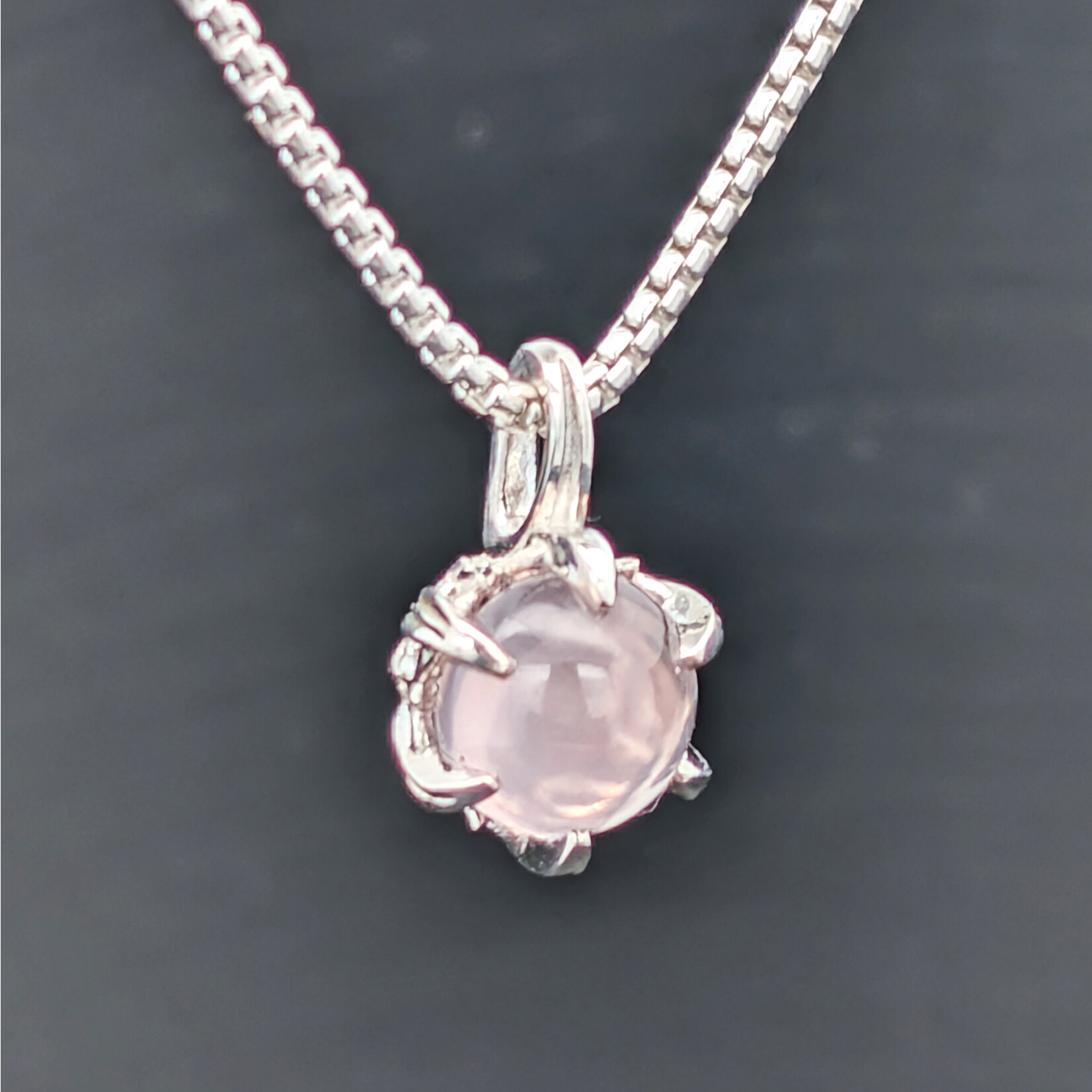 Modern Heirloom® Petal Prong Necklace, Rose Quartz & Sterling