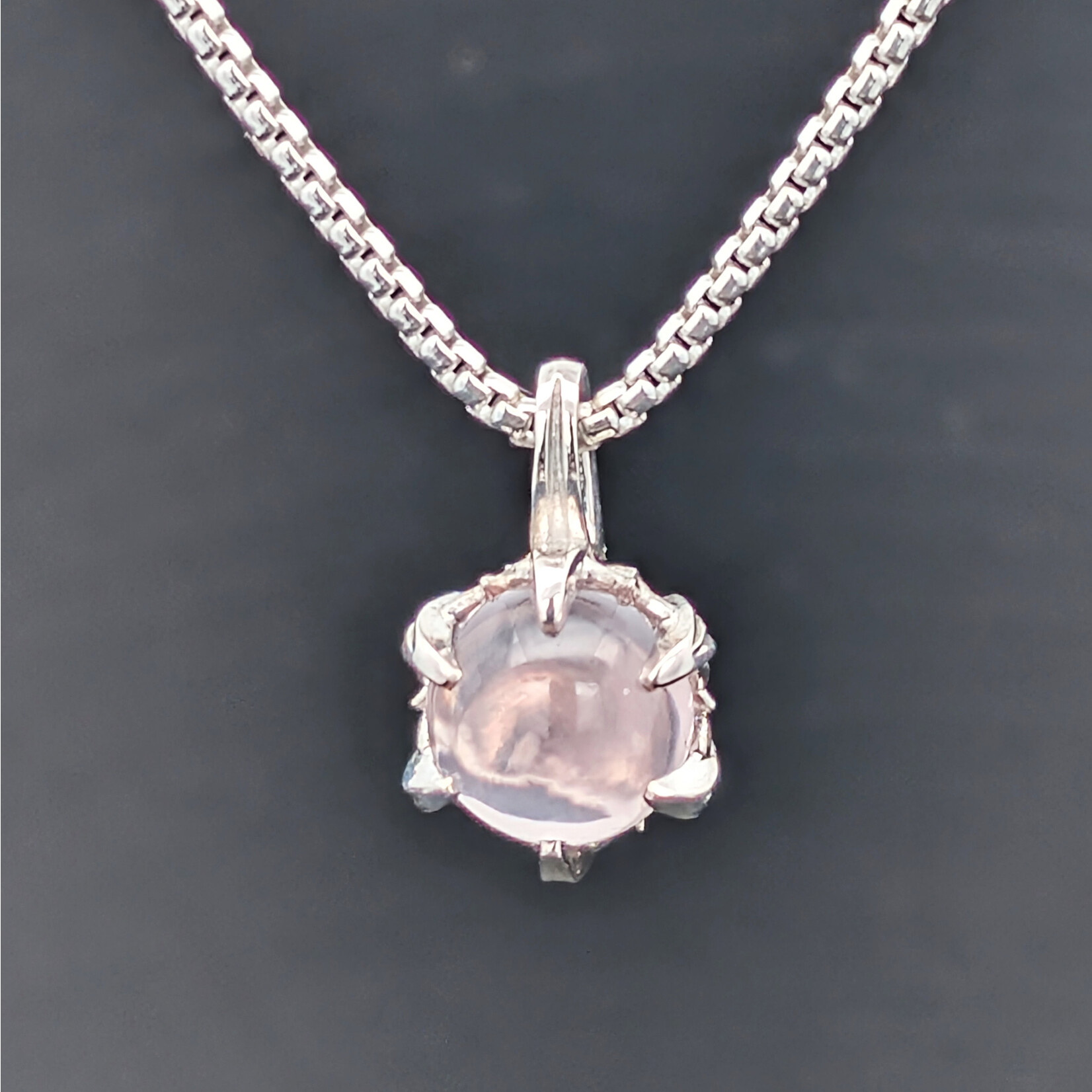 Modern Heirloom® Petal Prong Necklace, Rose Quartz & Sterling