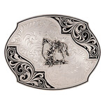 Montana Silversmiths Western Lace Whisper Flourish Buckle with Cowboy and Horse