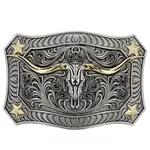Montana Silversmiths Longhorn Crest Filigree Attitude Belt Buckle