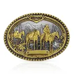Montana Silversmiths Pack Horses and Rider Two Tone Attitude Belt Buckle