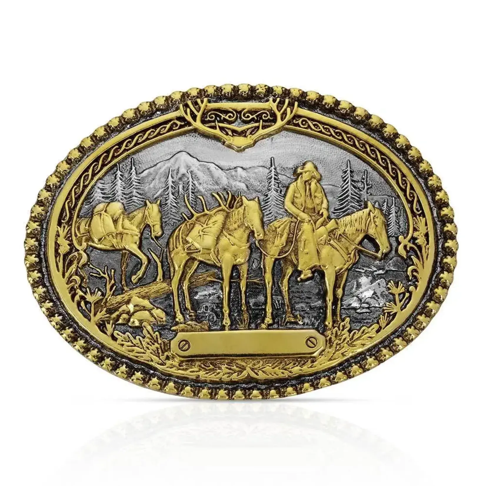 Montana Silversmiths Pack Horses and Rider Two Tone Attitude Belt Buckle