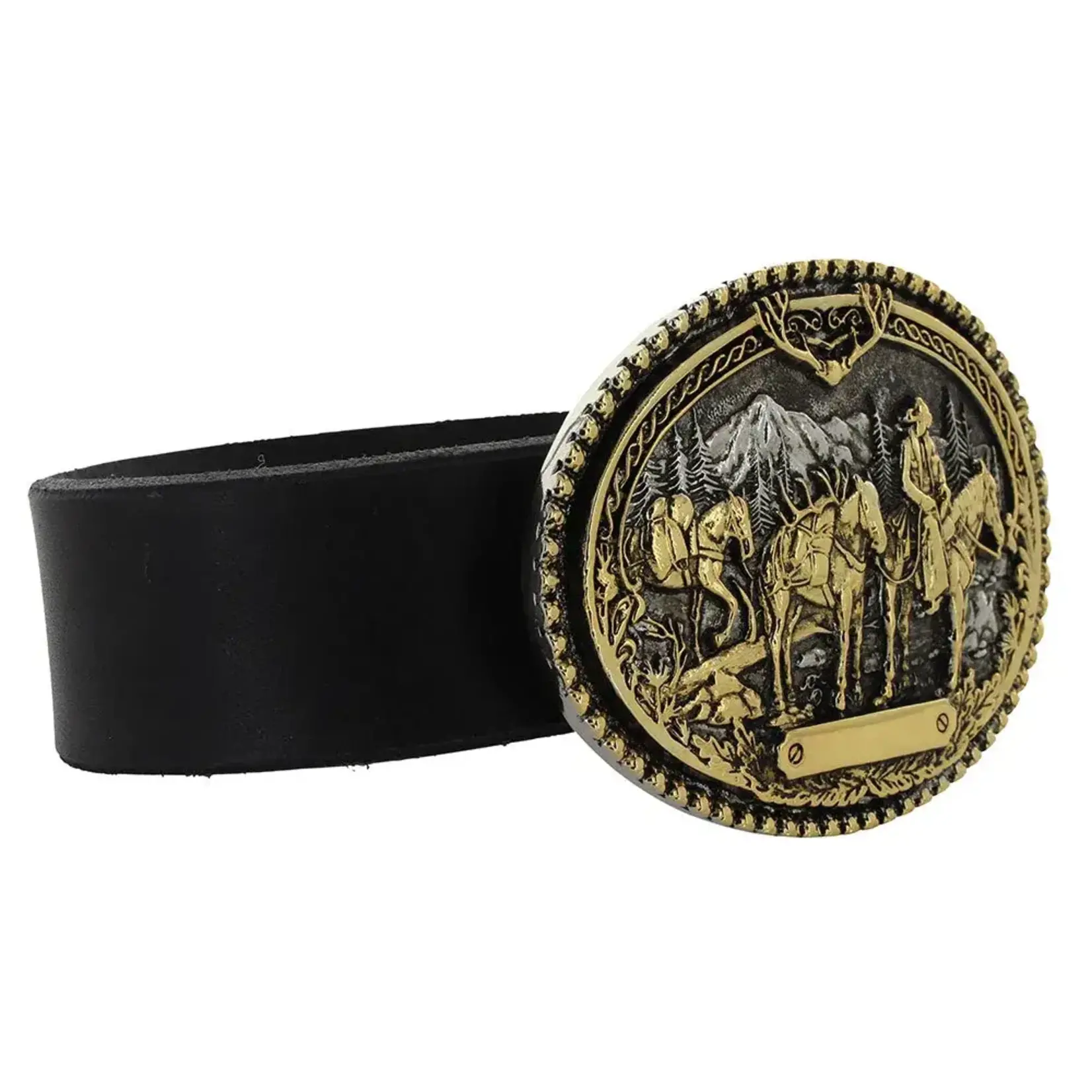 Montana Silversmiths Pack Horses and Rider Two Tone Attitude Belt Buckle