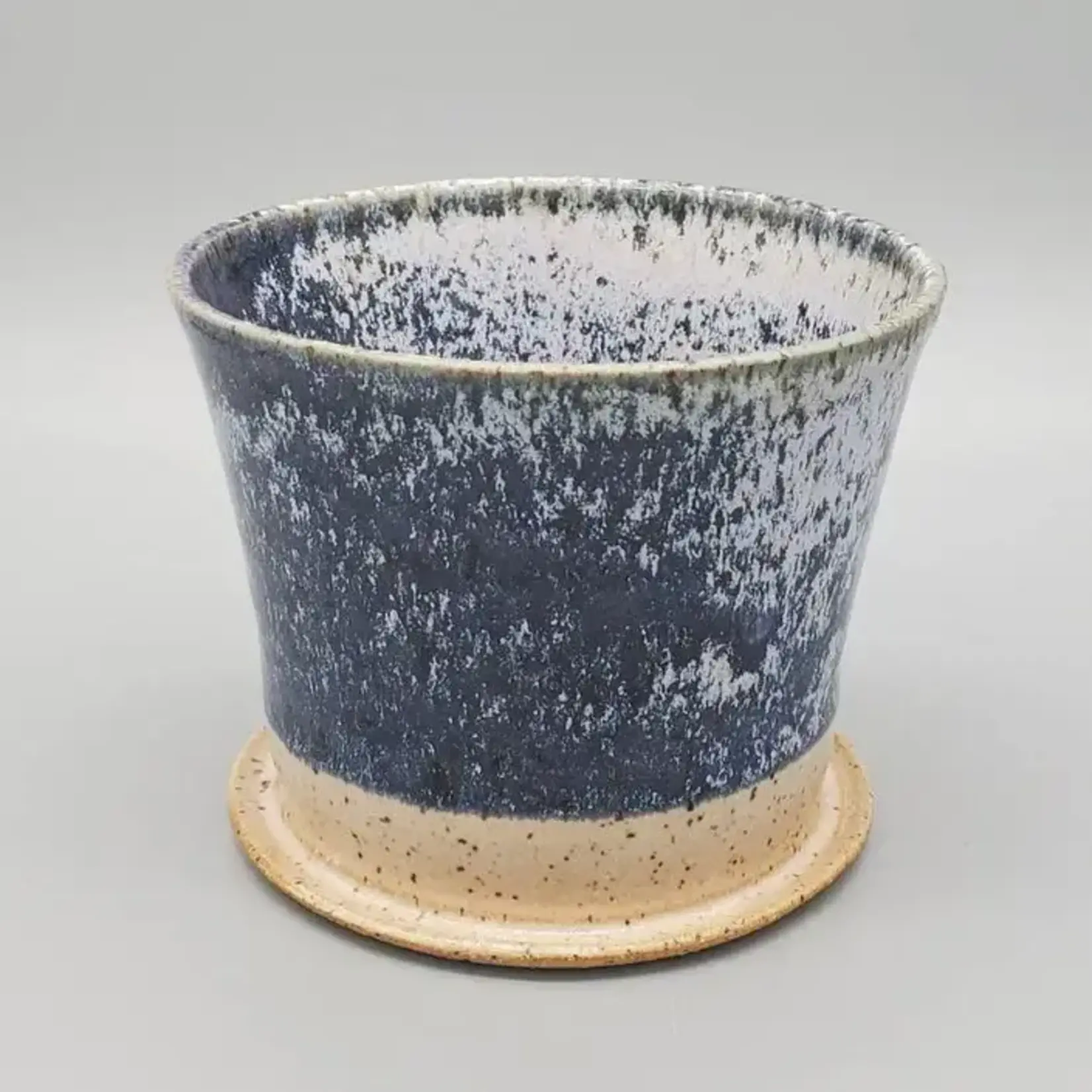 White Squirrel Clayworks Hanging Pot & Hanger 4.5" - Handmade Stoneware Clay - Blue Frost