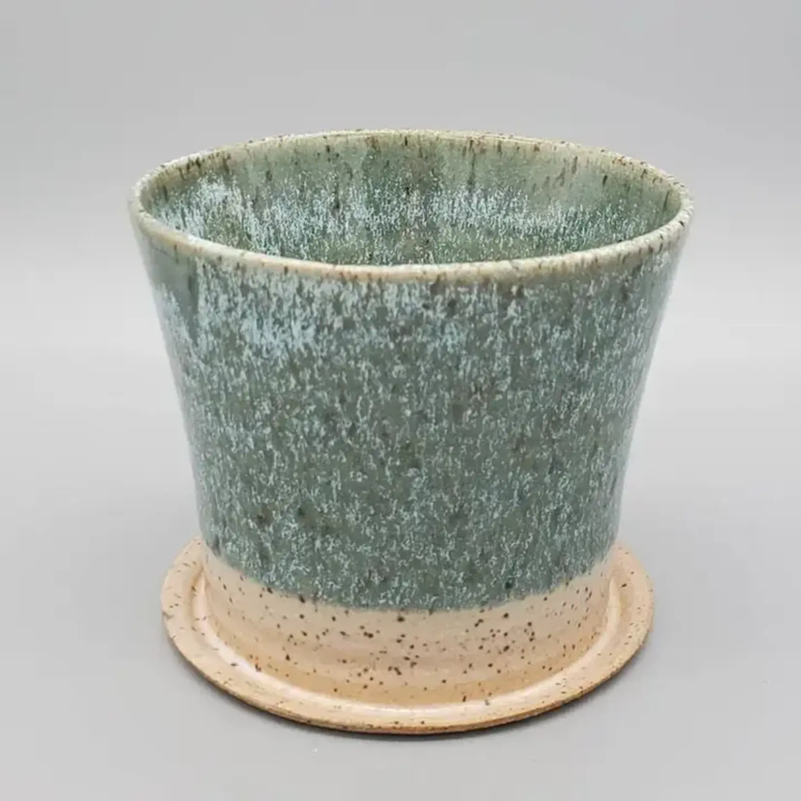 White Squirrel Clayworks Hanging Pot & Hanger 4.5" - Handmade Stoneware Clay - Turquoise