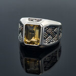 Modern Heirloom® Sterling Silver Signet Ring w/ Emerald Cut Citrine