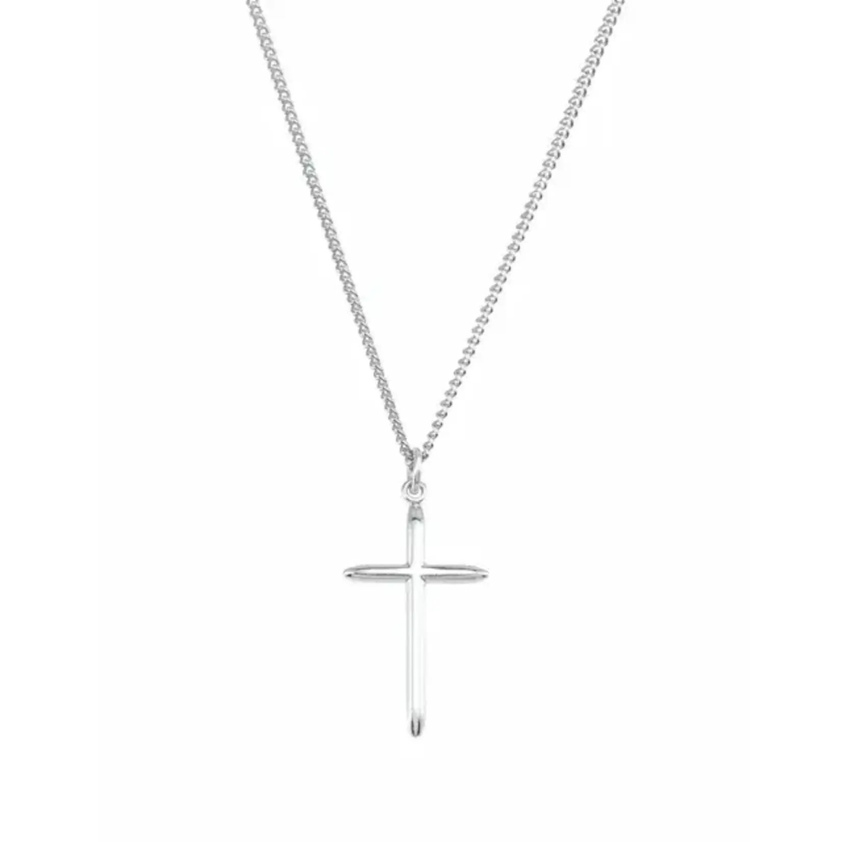 Sterling Silver 25.7x14 mm Cross 18" Necklace