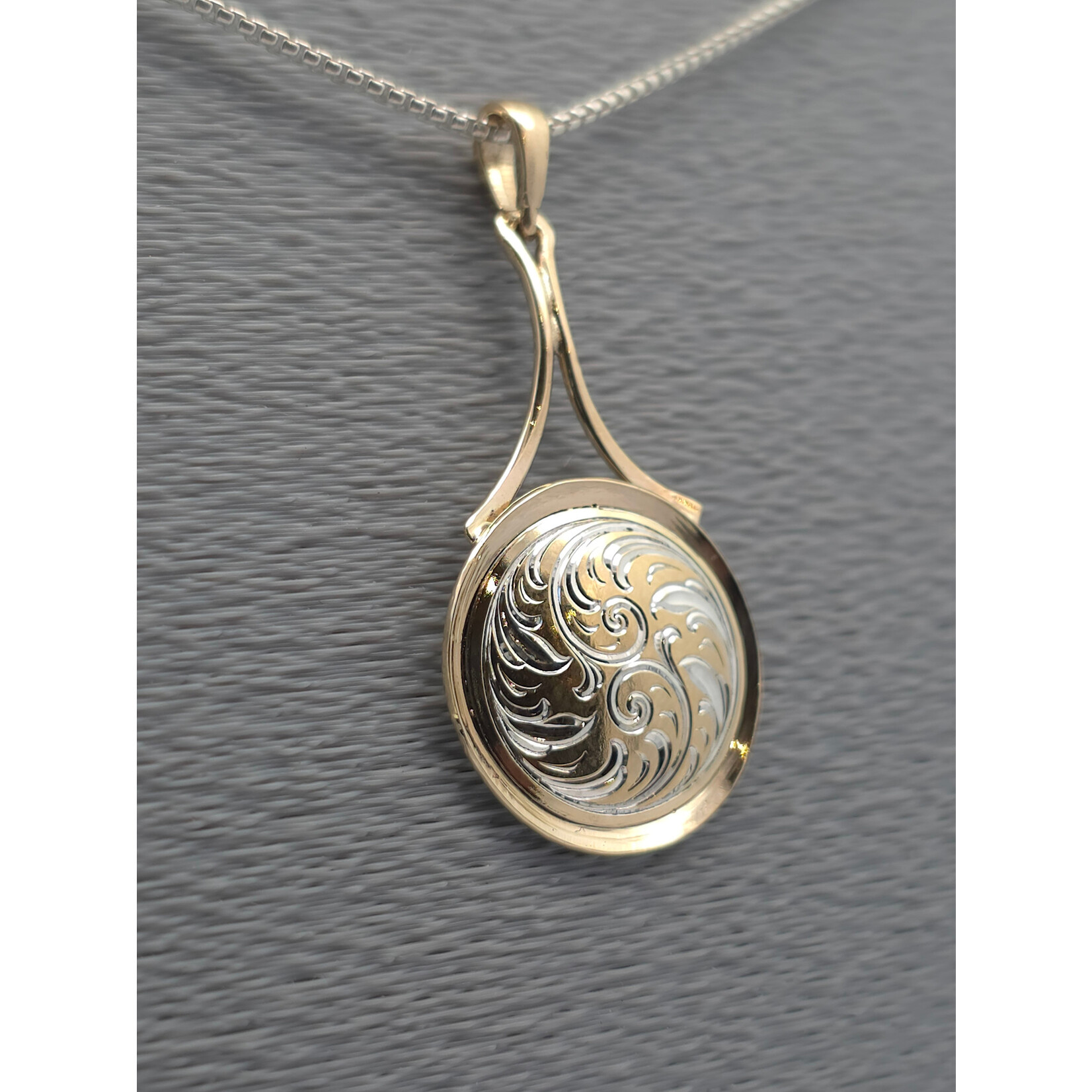 Modern Heirloom® Scrolling Flare Medallion, 18KY and Sterling