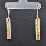 Modern Heirloom® Embossed Fern Drop Earrings, Med Rectangle, 18k & Sterling