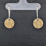 Modern Heirloom® Embossed Fern Drop Earrings, Circle, 18k & Sterling