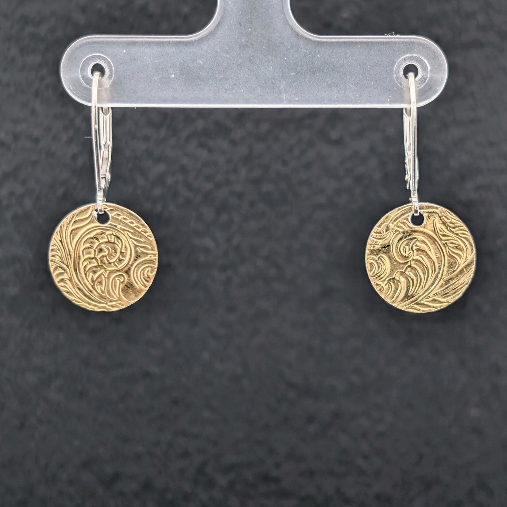 Modern Heirloom® Embossed Bi-Metal Fern Earrings, Circle
