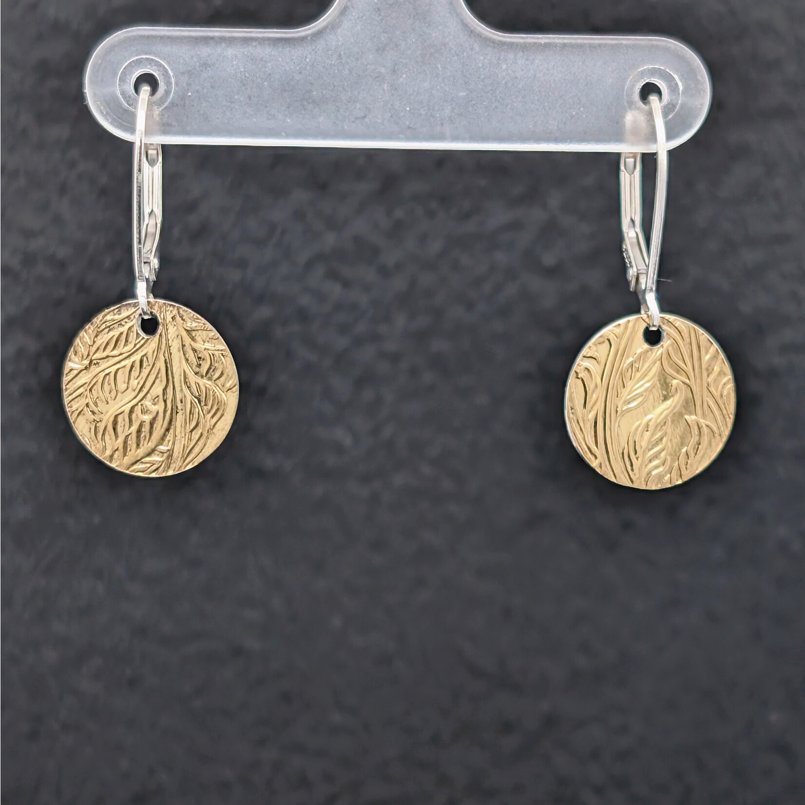 Modern Heirloom® Embossed Bi-Metal Fern Earrings, Circle