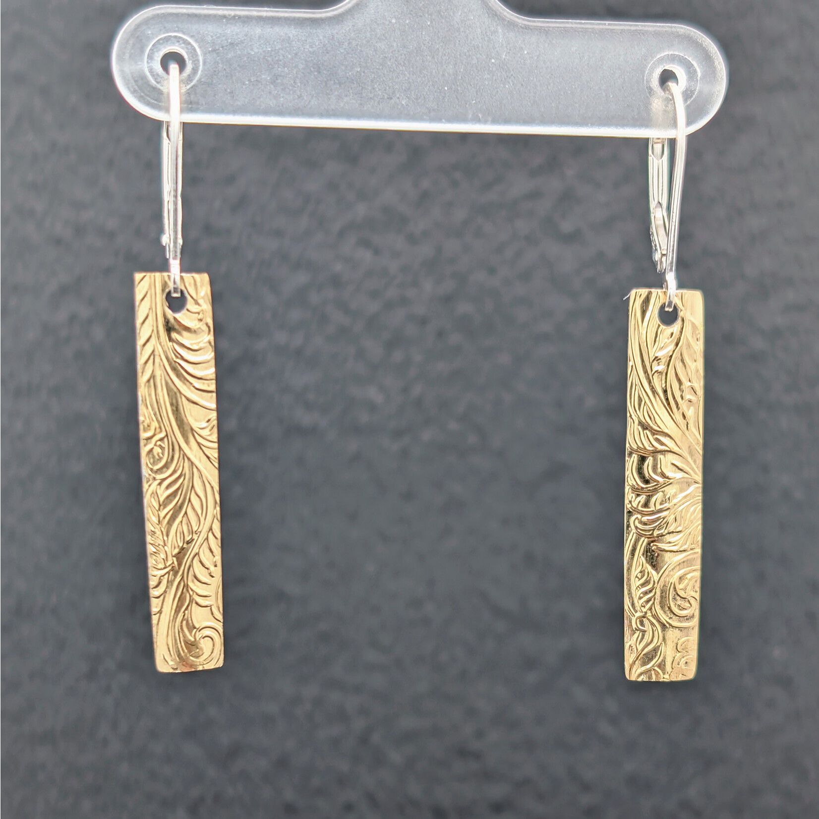 Modern Heirloom® Embossed Bi-Metal Fern Earrings, Large Rectangle