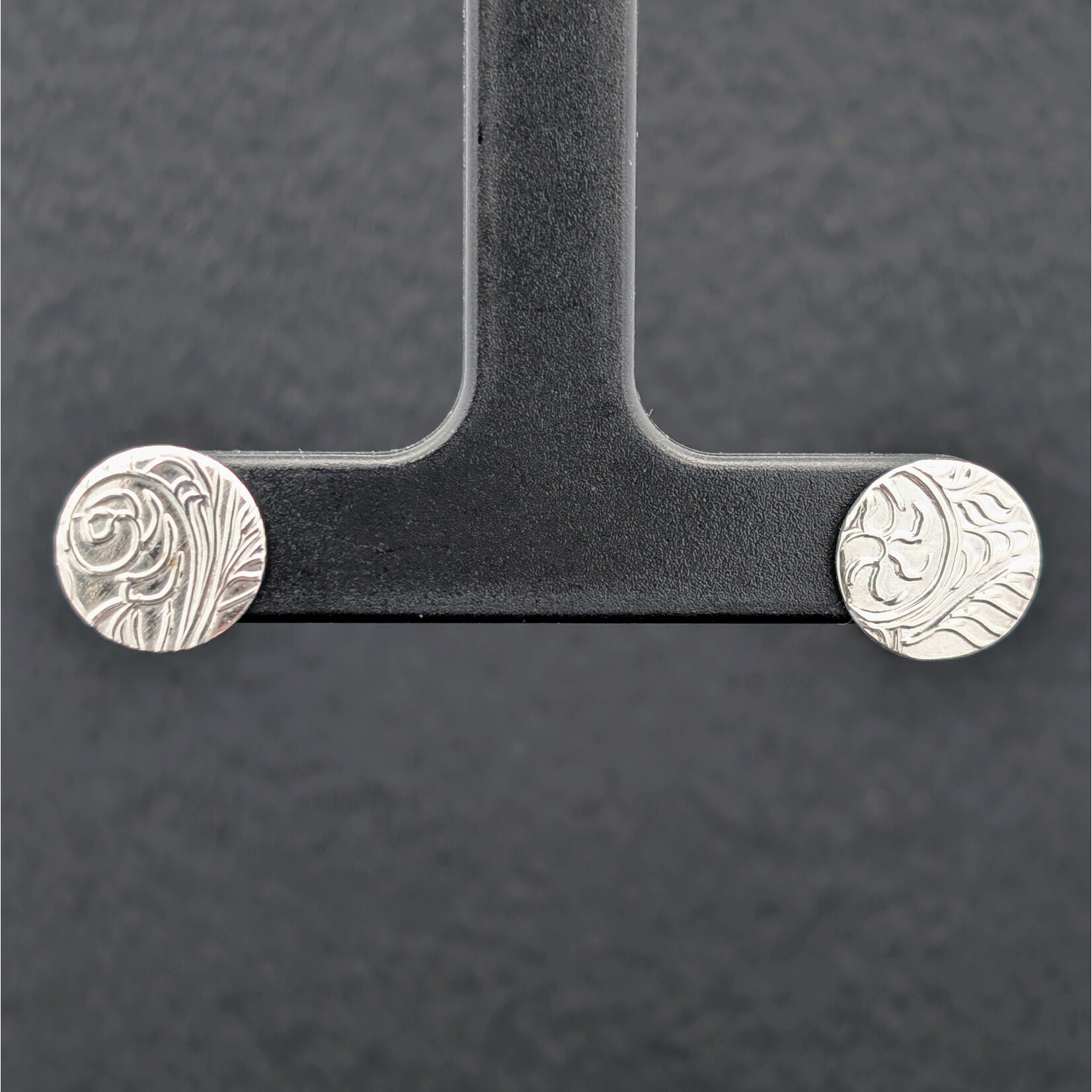 Modern Heirloom® Embossed Sterling Fiddlehead Fern Earrings, Circle, Post