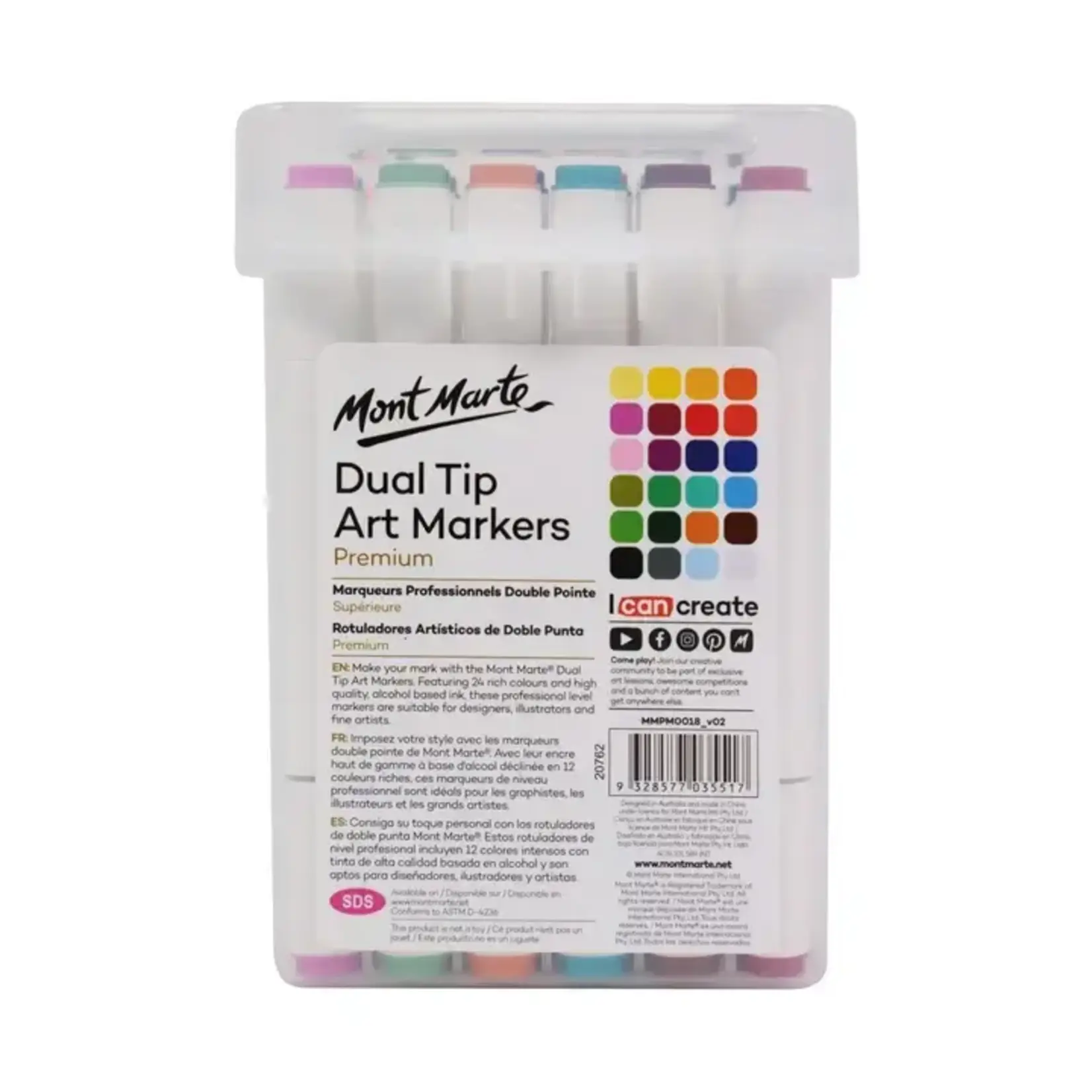 Mont Marte USA, Inc Dual Tip Art Markers in Case Premium 24pc
