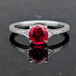 Modern Heirloom® Ruby Solitaire in Engraved Platinum, 1.8ct Lab Grown Ruby
