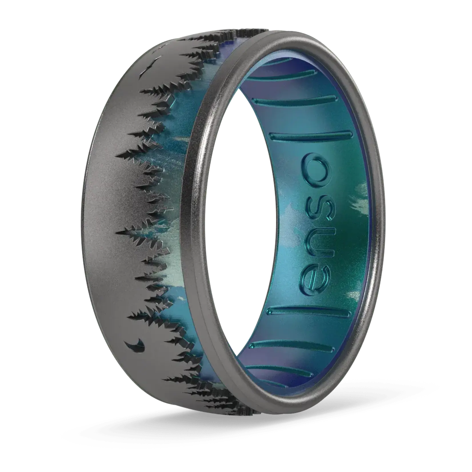 Enso Rings Etched Silicone Ring - Woodland