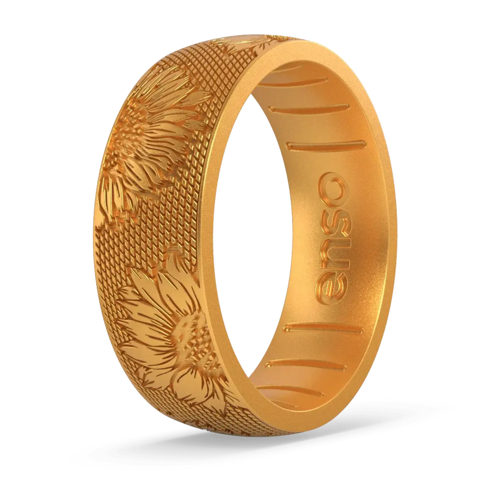 Enso Rings Etched Garden Party Silicone Ring - Golden Petals
