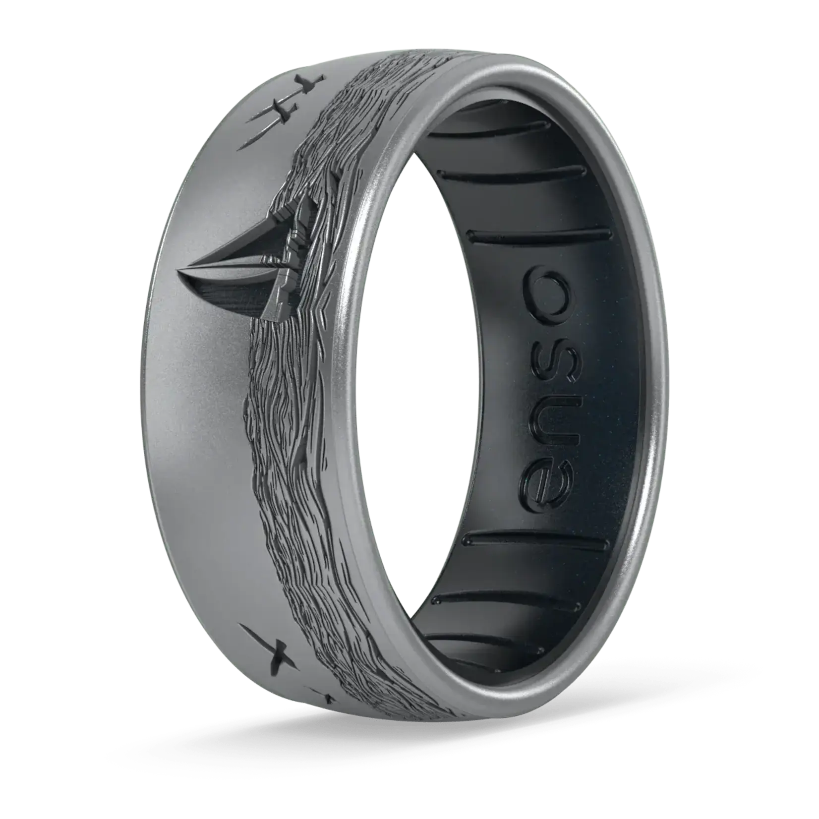 Enso Rings Etched Coastal Silicone Ring - Seafarer