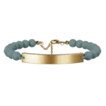 Enso Rings 6mm Beaded Bar Bracelet - Lagoon & Gold