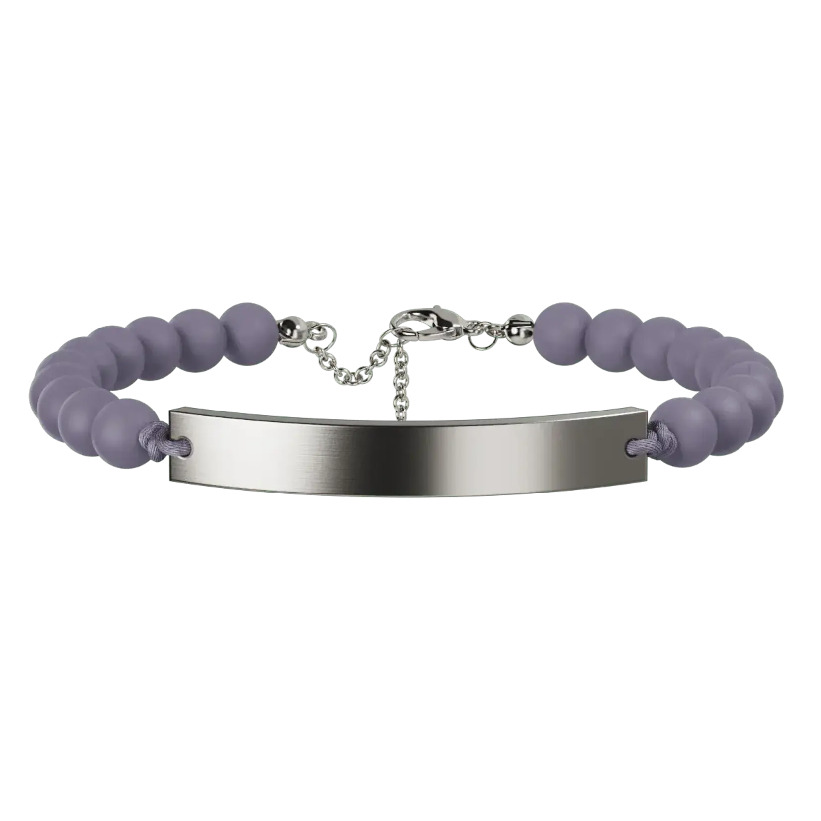 Enso Rings 6mm Beaded Bar Bracelet - Midnight Lavender & Silver