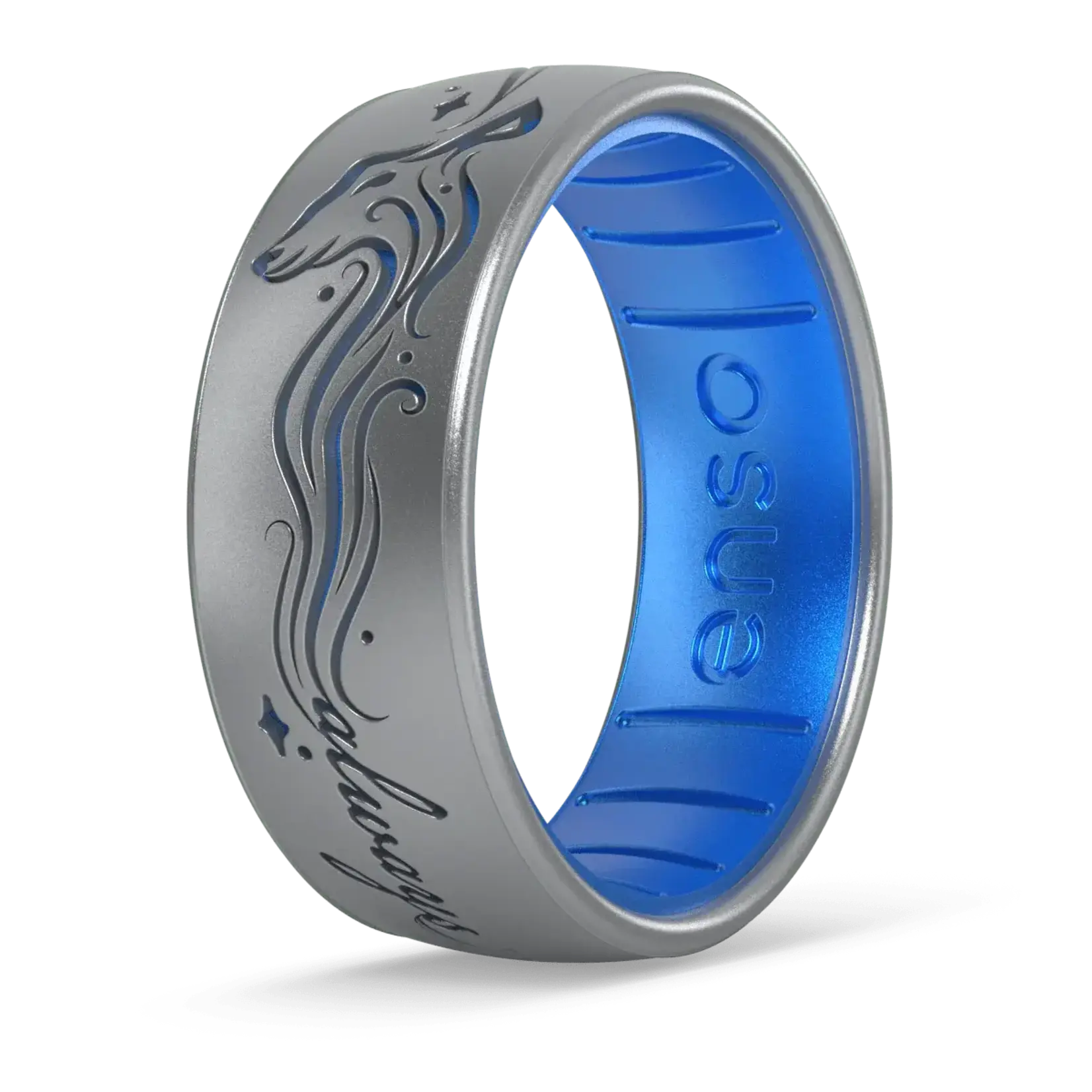 Enso Rings Harry Potter Silicone Ring - Always Patronus - Silver/Blue Topaz