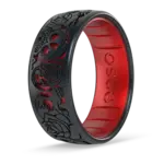 Enso Rings Etched Silicone Ring - Skull Tango - Black Pearl/Ruby