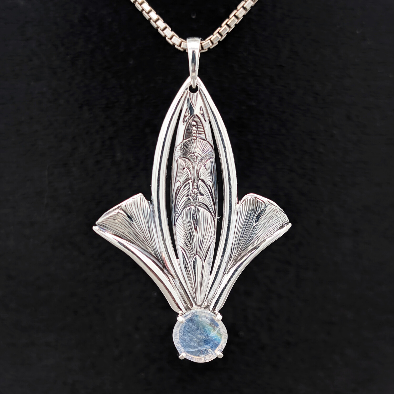Modern Heirloom® Nouveau Gingko Sterling and Moonstone Necklace