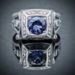 Modern Heirloom® Iolite Signet Ring, Sterling and Diamond accents, Sz 9