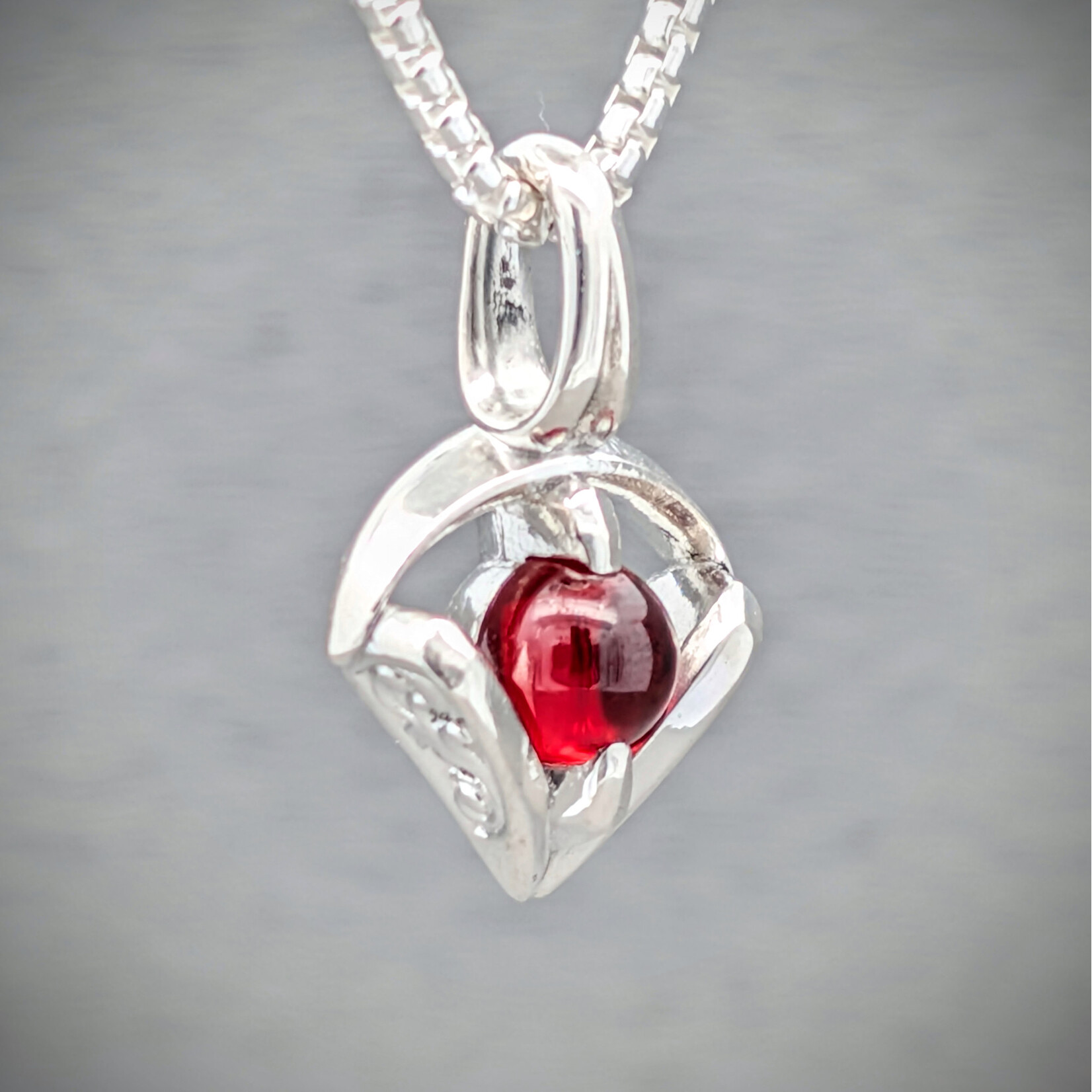 Modern Heirloom® Petite Amulet of the Moon, Garnet & Sterling, 6mm